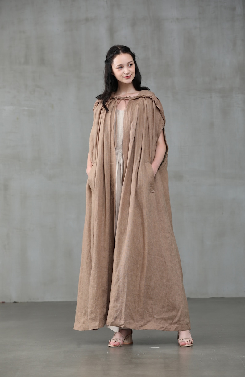 Linennaive maxi linen cloak cape hooded cloak bridal cloak wedding cloak linen cloak cape maxi cloak