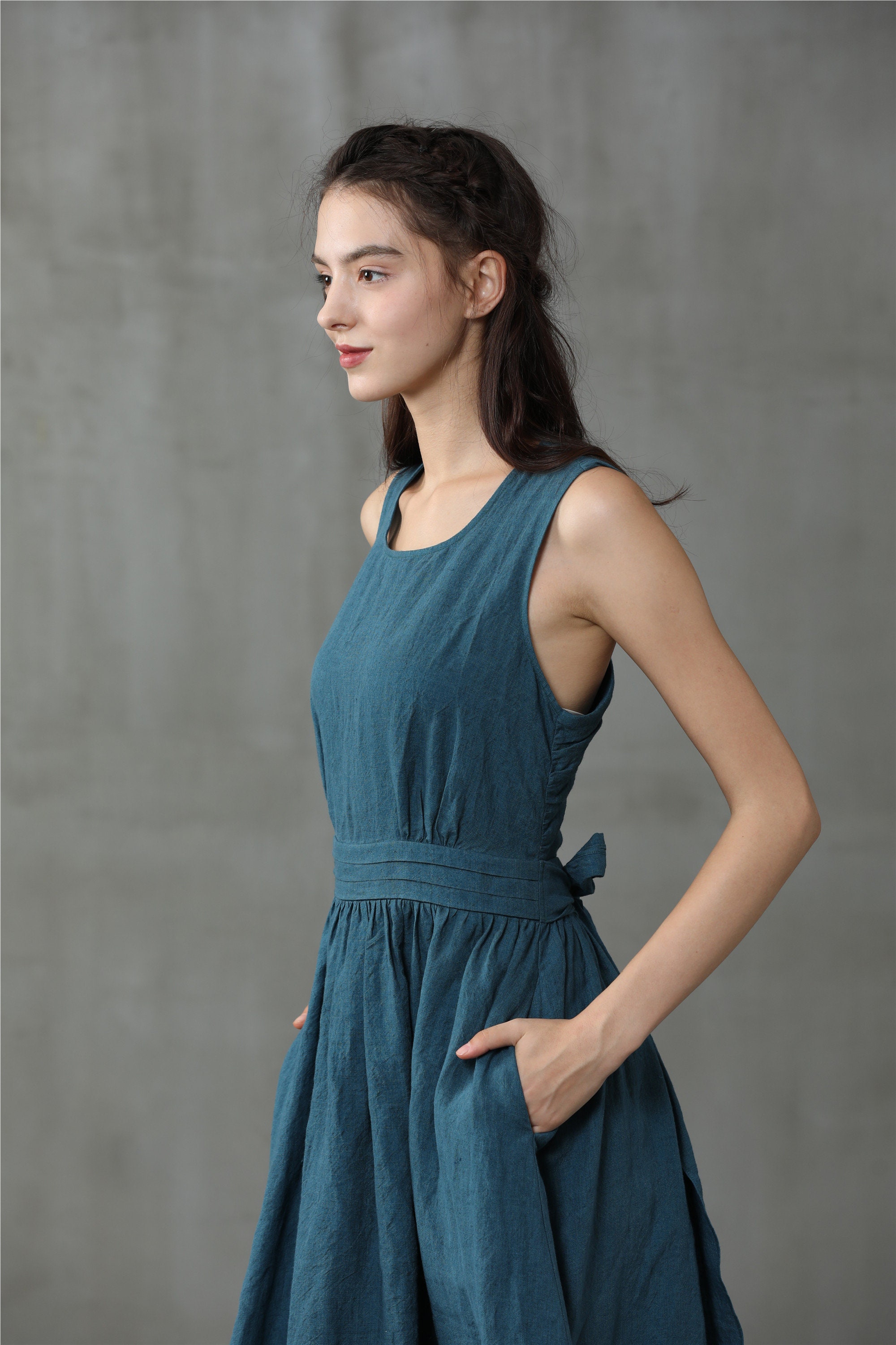 Cross Back Linen Dress Maxi Linen Dress Cocktail Dress - Etsy Canada