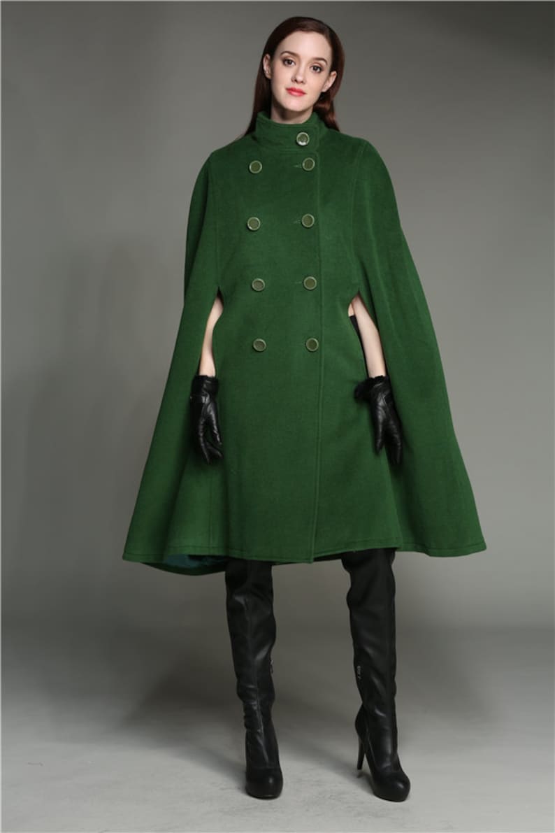 Pure wool coat jacket in green 100 cashmere coat double Etsy