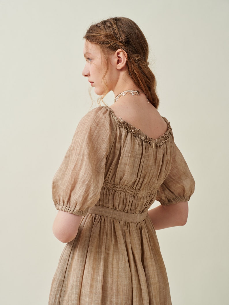 Maxi linen dress in wheat, ruffle dress, layered dress, princess dress, summer dress, elegant dress, wedding dress Linennaive image 8