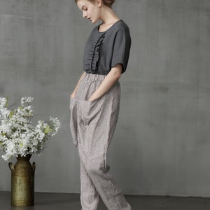 Linen Harem pants with big pockets, Drop Crotch pants, linen pants, Baggy pants, Boho pants, Hippie pants, harem trousers, Linennaive image 9