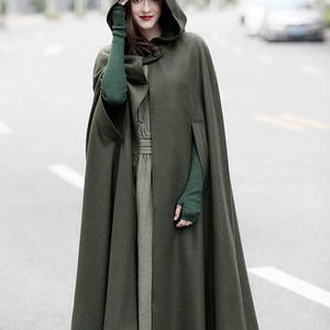 Wool Coat Jacket, Wool Cape, Black Hooded Cloak, Winter Cape, Black Cape, 100% Wool Black Cloak, Maxi Coat, Long Wool Coat, Linennaive image 7