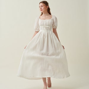Maxi linen dress in white, wedding dress, ruffle dress, bridal dress, layered dress, princess dress, summer dress Linennaive zdjęcie 7