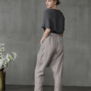 Linen Harem pants with big pockets, Drop Crotch pants, linen pants, Baggy pants, Boho pants, Hippie pants, harem trousers, Linennaive image 6