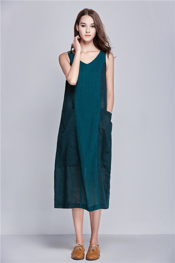 long linen shift dress