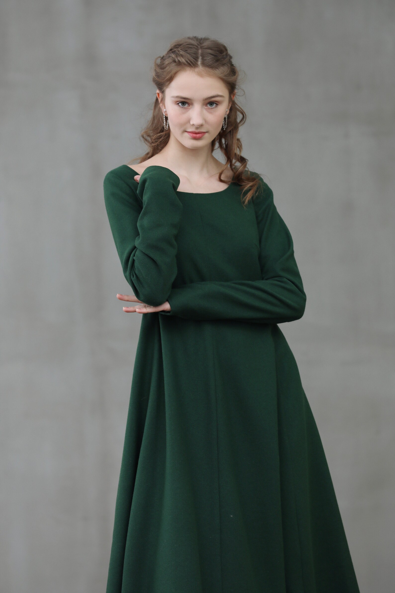 Emerald Wool Dress Green Winter Dress Cocktail Dress Etsy