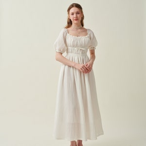 Maxi linen dress in white, wedding dress, ruffle dress, bridal dress, layered dress, princess dress, summer dress Linennaive zdjęcie 8