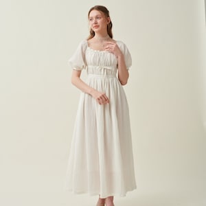 Maxi linen dress in white, wedding dress, ruffle dress, bridal dress, layered dress, princess dress, summer dress Linennaive zdjęcie 2