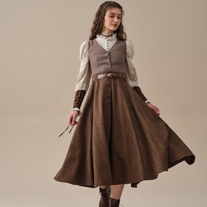 Midi wool skirt, herringbone wool skirt, vintage wool skirt, tartan skirt, winter warm skirt, winter skirt, pockets wool skirt | Linennaive