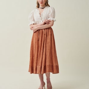 Maxi linen skirt in Cinnamon, girdle linen skirt, summer skirt, flared skirt, A line skirt, pockets skirt Linennaive image 8