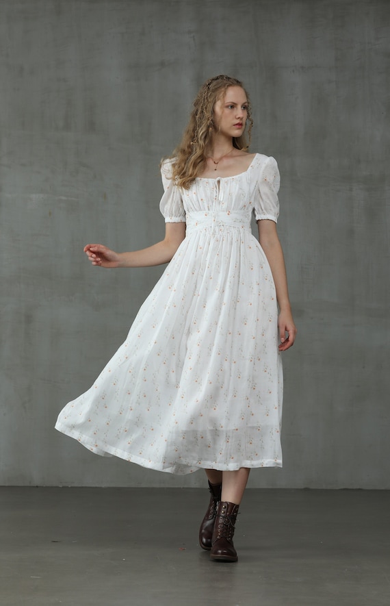 Floral Linen Dress Daisy Linen Dress White Linen Dress Princess Linen Dress Linennaive Etsy