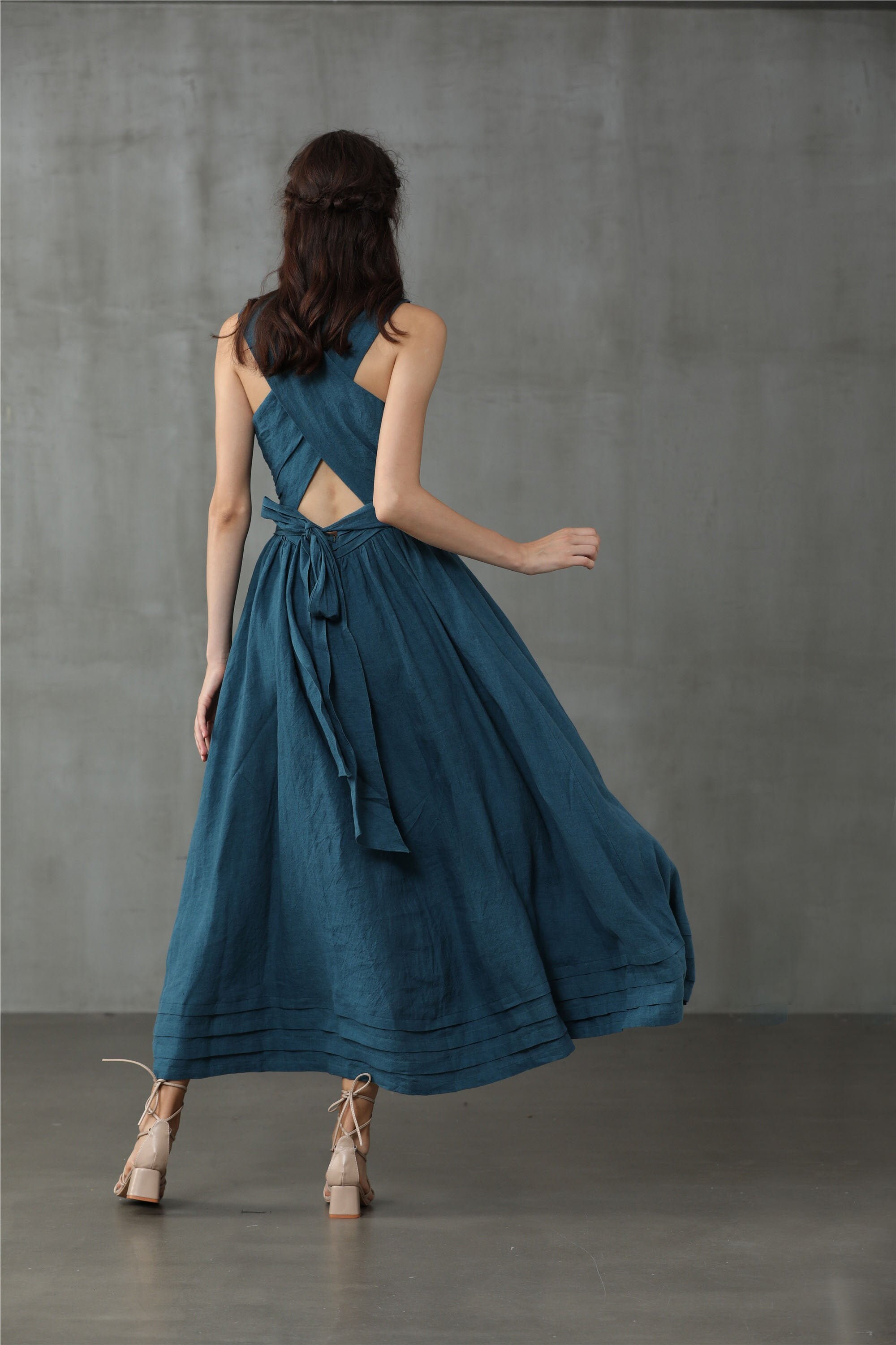 linen cross back dress