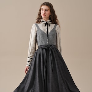 Belted wool skirt, Gray skirt, pleated wool Skirt, midi wool skirt, vintage skirt, winter warm skirt, pockets skirt | Linennaive