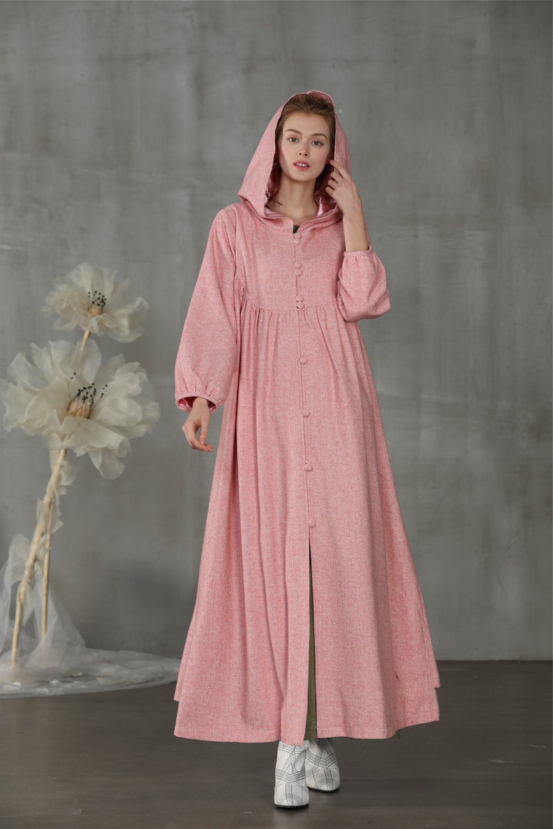 Pink wool dress maxi dress hooded dress wool maxi dress Etsy