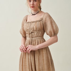 Maxi linen dress in wheat, ruffle dress, layered dress, princess dress, summer dress, elegant dress, wedding dress Linennaive image 10