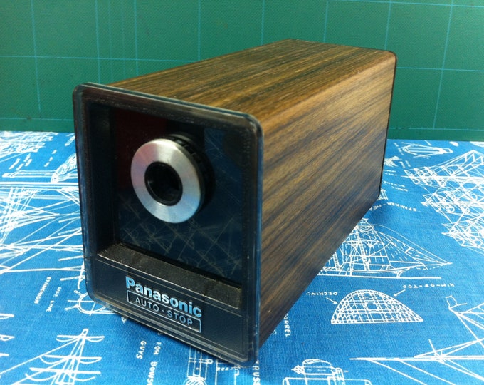 Vintage Panasonic Electric Pencil Sharpener Autostop KP77 Woodgrain