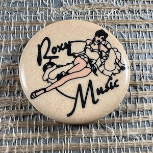Vintage Roxy Music 1.25 inch Pinback Button Badge Pin Bryan Ferry Brian Eno Art Glam Rock First Album