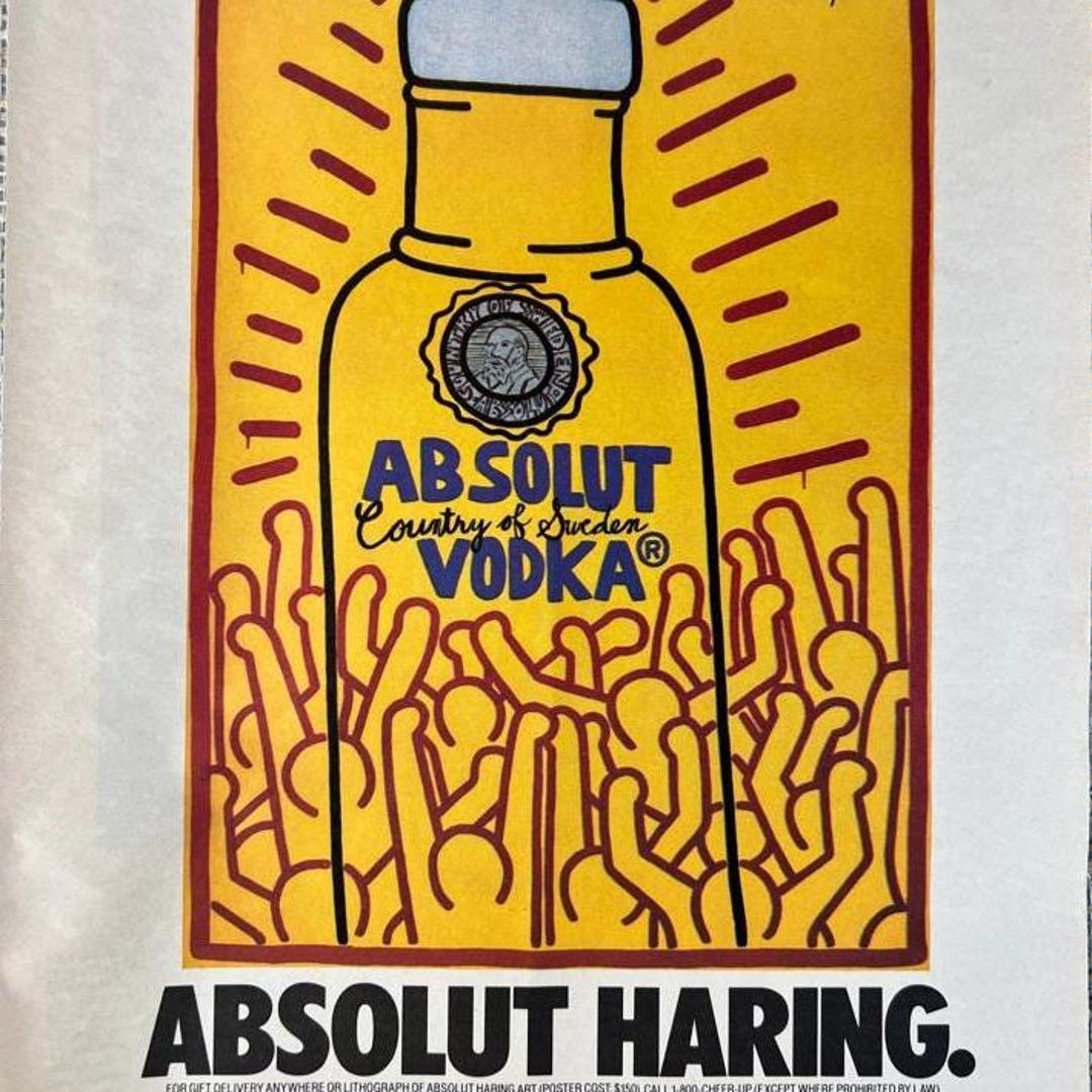 Vintage Absolut Vodka Keith Haring Art - 1987 Magazine Print Ad ...