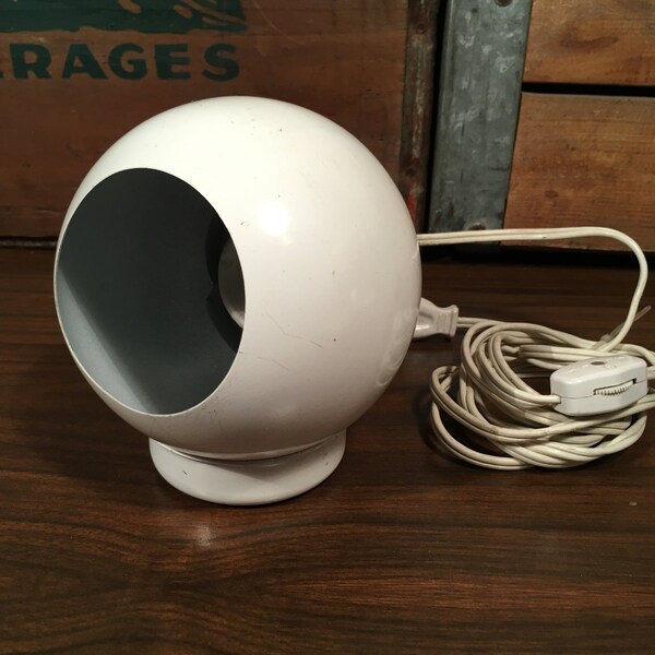 Vintage White Adjustable Atomic Ball Lamp eyeball Sphere Retro Mid Century Modern Lighting  Mountable or Hanging