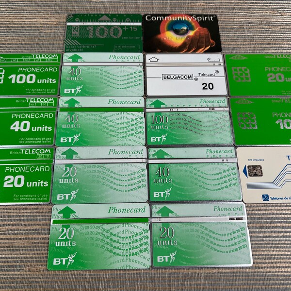 Vintage Collection of 16 Used Phone Cards British Telecom Phonecard Belgacom Telecard BT PTT TLP 10 20 40 100 Units Lot Calling Card