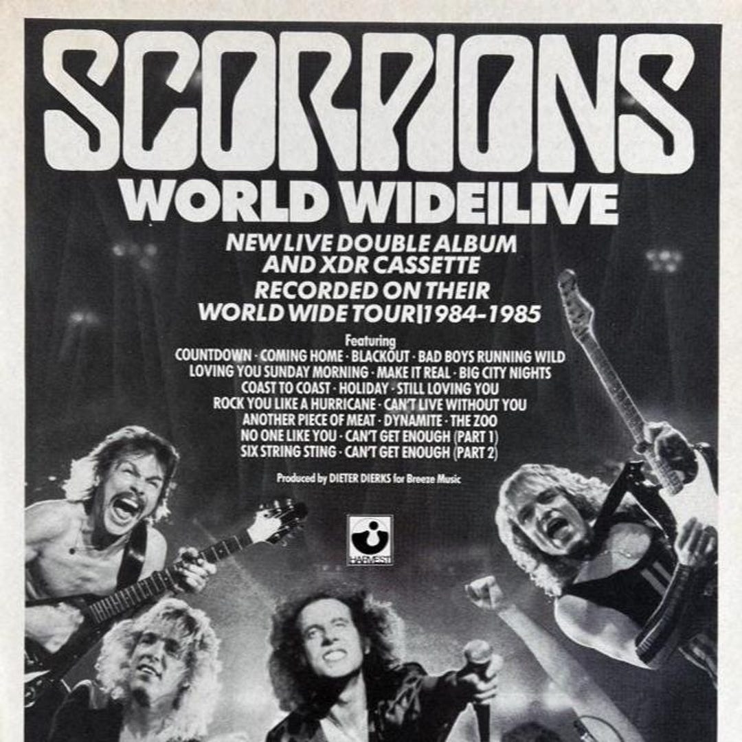 Scorpions - World Wide Live 1985 Vintage Magazine Print Ad