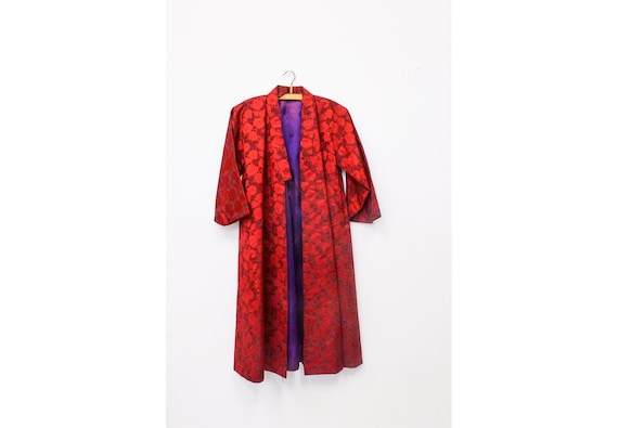 vintage red kimono, red gown, vintage robe