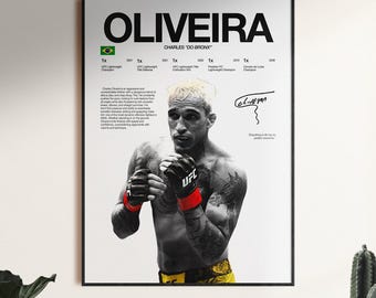 Charles Oliveira-poster, UFC-muurafdruk, MMA-muurafdruk, poster vechter, sportschoolposter, UFC-fan kamerdecoratie, cadeau voor hem, ufc-kampioen