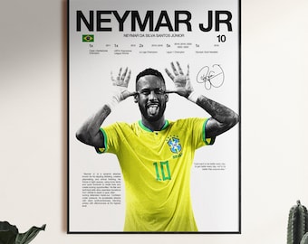 Neymar Jr Poster, FC Barcelona Wall Print, Football Soccer Wall Print, World Cup Poster, Brazil Football, Football Soccer Gift