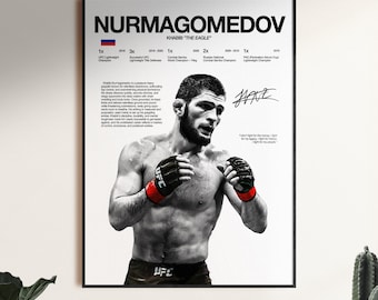 Khabib Nurmagomedov Poster, UFC Wall Print, MMA Wall Print, Fighter Poster, Gym Poster, UFC Fan Room Decor, Gift for Him, ufc Champion