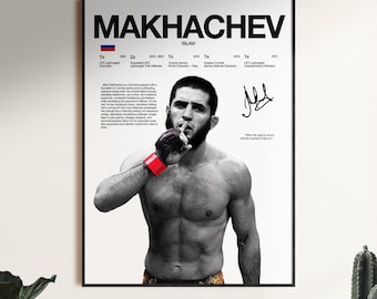Islam Makhachev Poster, UFC Wall Print, MMA Wall Print, Fighter Poster, Gym Poster, UFC Fan Room Decor, Gift for Him, ufc Champion