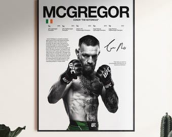 Conor Mcgregor-poster, UFC-muurafdruk, MMA-muurafdruk, poster vechter, sportschoolposter, UFC-fan kamerdecoratie, cadeau voor hem, ufc-kampioen
