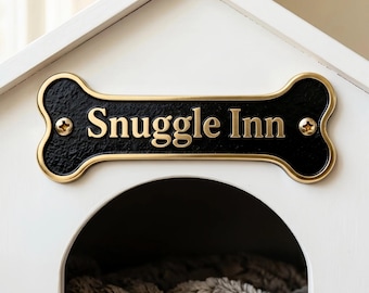 Personalisierte Messing Hund Haus Zeichen benutzerdefinierte Haustier Name Knochen Türschild, massives Metall Haustier Türschild, benutzerdefinierte Hunde Name Platte, Haustier Haus Name Zeichen Geschenk
