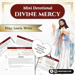 Studio sulla fede cattolica / Devozione sulla Divina Misericordia / Quaderno di riflessione cristiana / Diario di preghiera stampabile