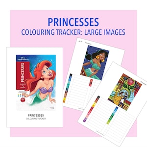 Princesses Colouring Book Tracker | Large Images | Mystery Colour Code & Marker Organiser | The Classics (A5 PDF Download)