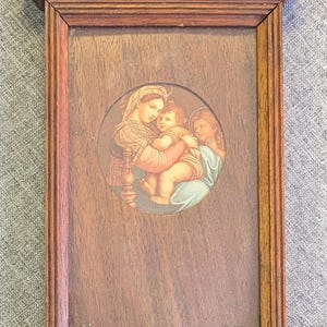 Impresión enmarcada antigua Madonna Della Seggiola Rafael Virgen María Niño Jesús
