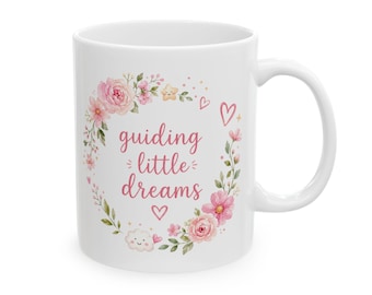 Floral Heart Wreath Mug | Ceramic Coffee Tea Cup