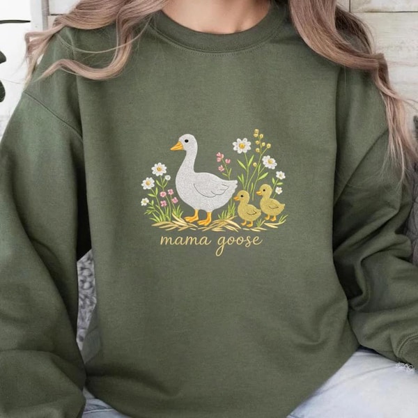 Embroidered Mama Goose Crewneck | mama goose attire