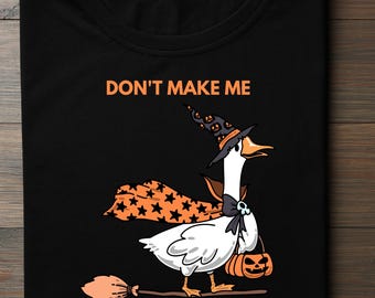 Chemise d'Halloween drôle d'oie de sorcière, t-shirt graphique de saison fantasmagorique