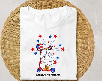 Chemise de patin à roulettes Patriotic Goose, t-shirt rouge blanc et t-shirt rollin, t-shirt graphique américain
