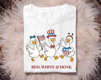 Chemise en oie rouge et blanche, t-shirt à motif patriotique du 4 juillet