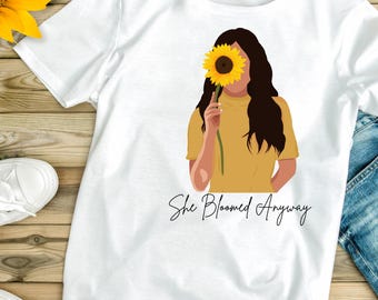 T-shirt graphique tournesol | Chemise résiliente inspirante pour femme
