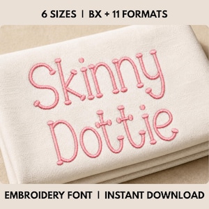 Skinny Dottie Embroidery Font, Cute Alphabet Design For Kids, Dotted Letters (Instant Download)