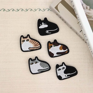 Funny Cat Embroidered Patch Side Eye Animal Pin Accessory Gift