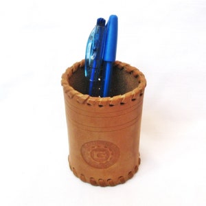 Vintage leather pencil/pen holder Leather cup for craps. Casino game