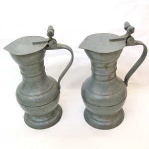 Pewter tankards French beer mugs  Marked