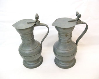 Pewter tankards French beer mugs  Marked