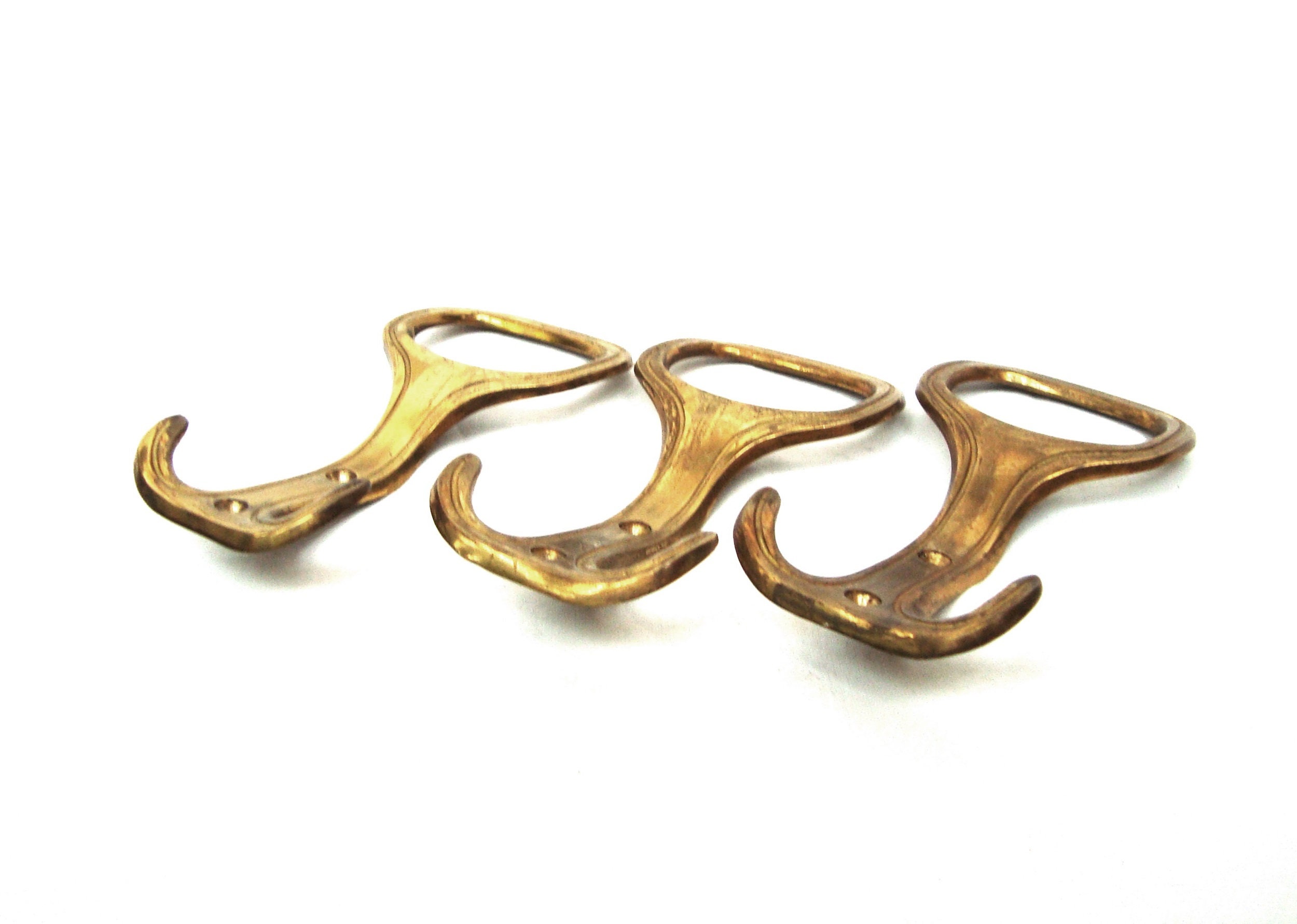 Vintage Solid Brass Hangers Coats and Hats Wall Hooks Etsy