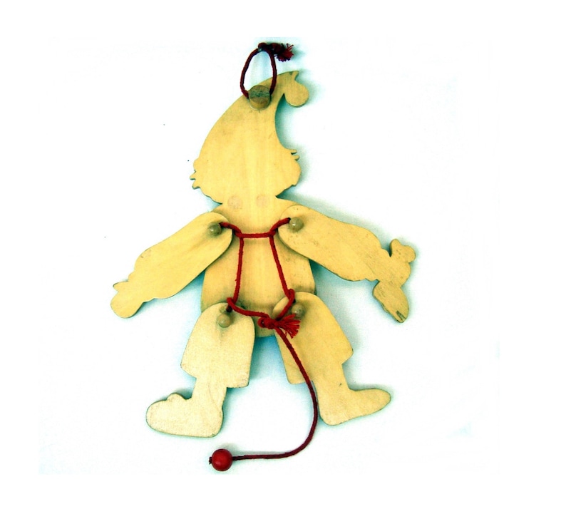 Wooden String Puppet Toy Clown Hanging Doll Etsy