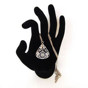 Vintage sterling silver filigree pendant with chain Hand hammered silver