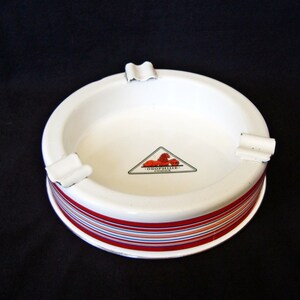 Vintage enamel large ashtray Advertising of the Bulgarian insurance company &quot;Oborishte&quot;